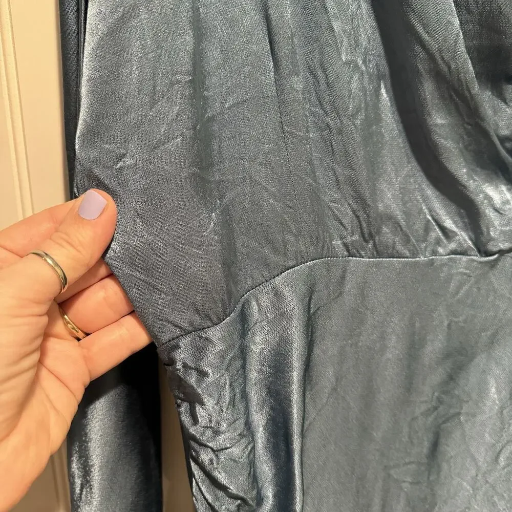 Elliatt Saronic One Shoulder Mini Dress Blue Satin Size XL - Picture 3 of 9